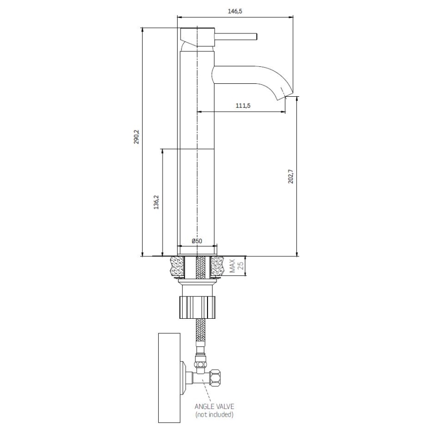 BATH DELUXE 28-005-02-02-00 - Slavina za lavabo DRAGOR 29 cm matirana crno