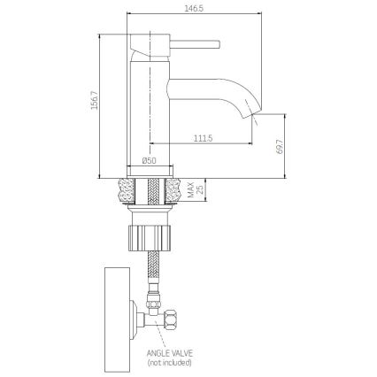 BATH DELUXE 28-005-03-72-00 - Slavina za lavabo ANHOLT 15,6 cm crno/mesing