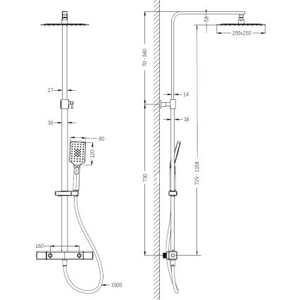 BATH DELUXE 31-120-08-60-00 - Tuš set sa termostatskom baterijom NAESBY, sjajni hrom