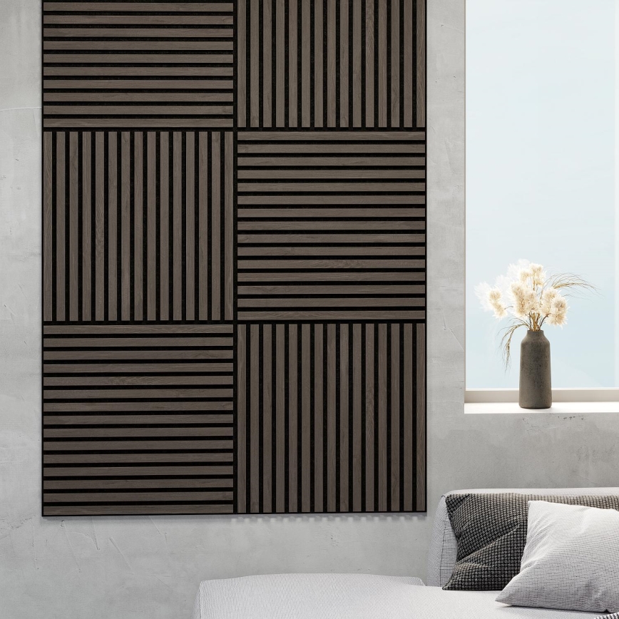 BATH DELUXE 54-060-08-84-12 - Komplet od 4 akustičnih obložnih panela DANVIKEN 60x60 cm orah