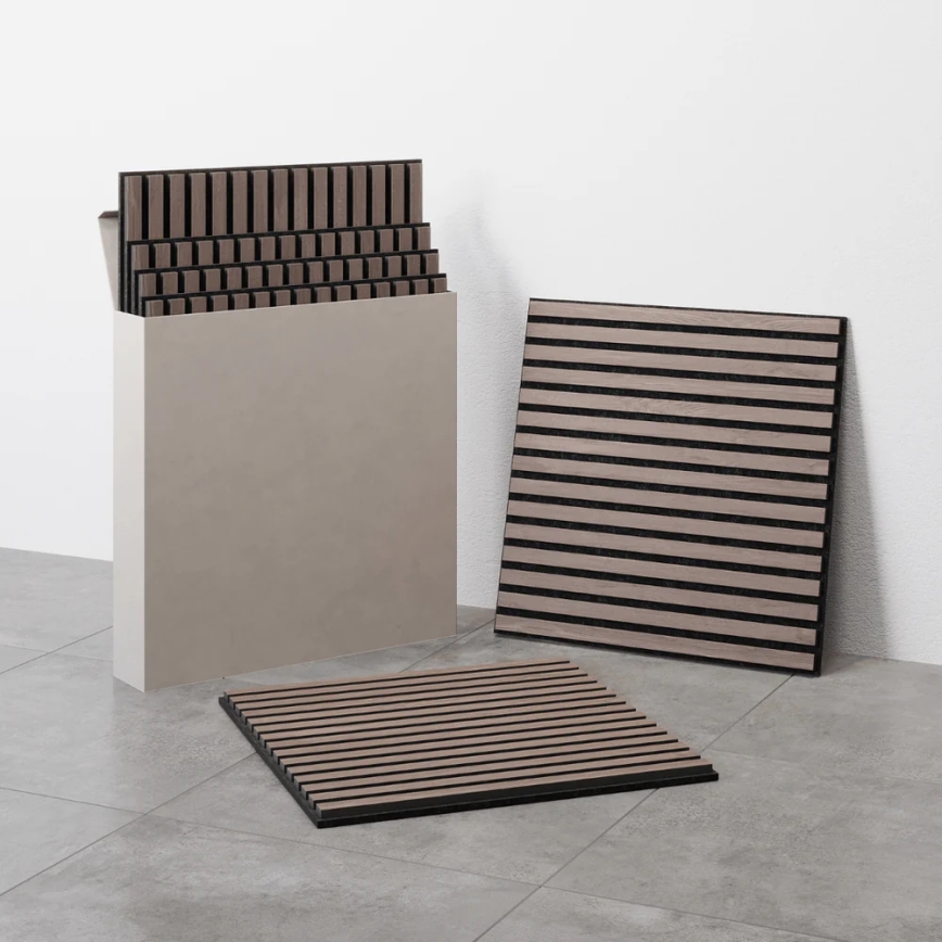 BATH DELUXE 54-060-08-84-12 - Komplet od 4 akustičnih obložnih panela DANVIKEN 60x60 cm orah