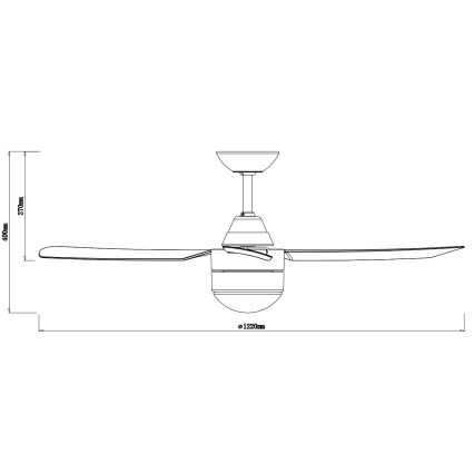 BAYSIDE 531017 - Plafonski ventilator MEGARA, 2× E14 (max. 15 W), 230 V, antracit, prečnik 122 cm, sa daljinskim upravljačem