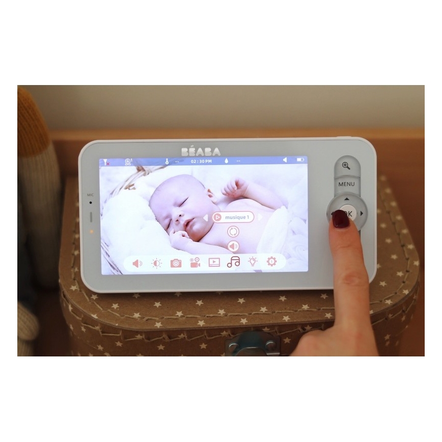 Beaba - Pametan punjivi video-bebifon sa monitorom ZEN NIGHT 720p, 5V, 4000 mAh, Wi‑Fi, beo