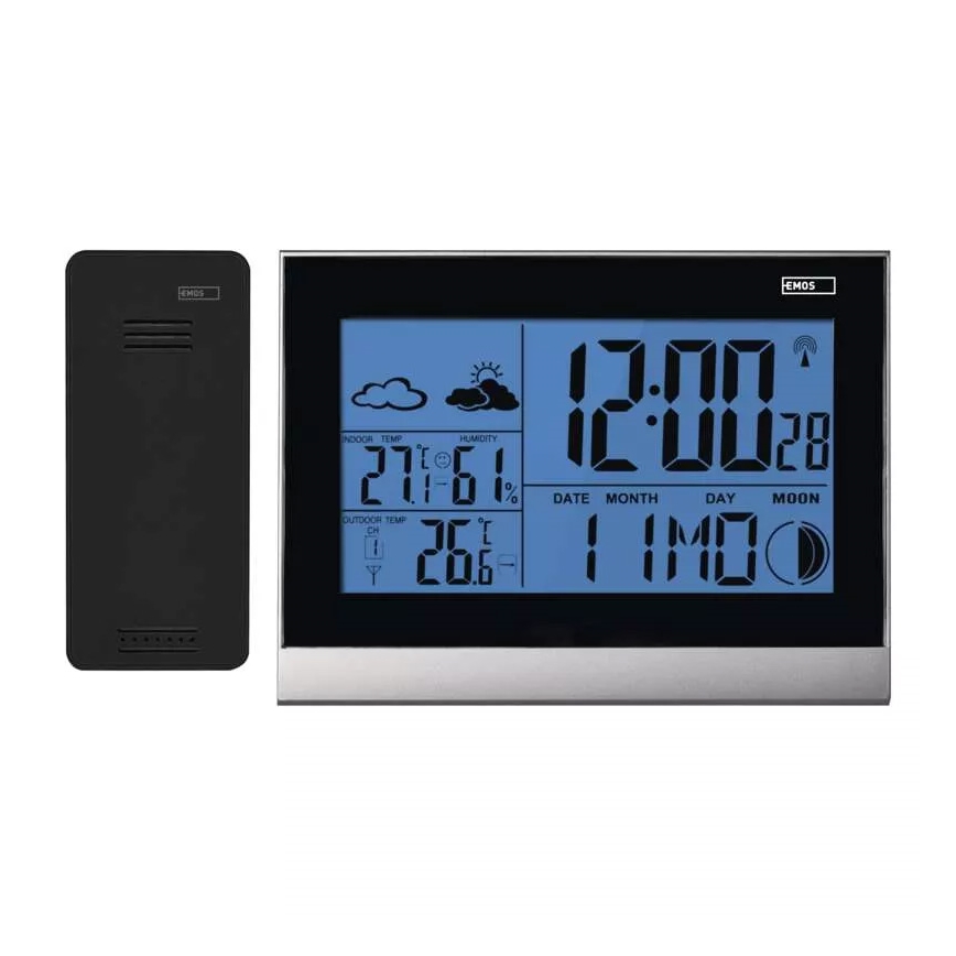 Bežična meteorološka stanica sa budilicom 3xAAA crno