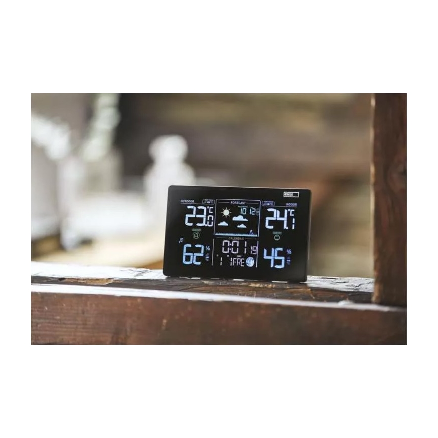 Bežična meteorološka stanica sa budilicom 3xAAA crno