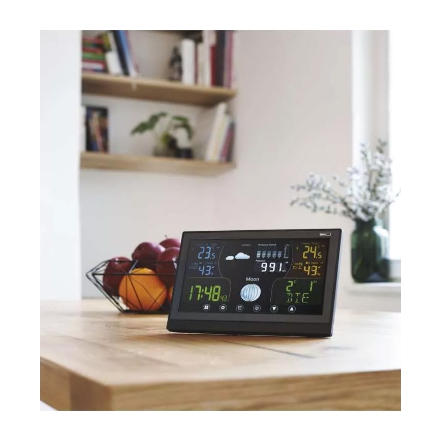 Bežična meteorološka stanica sa budilnikom 3xAAA/5V + 2xAAA crna