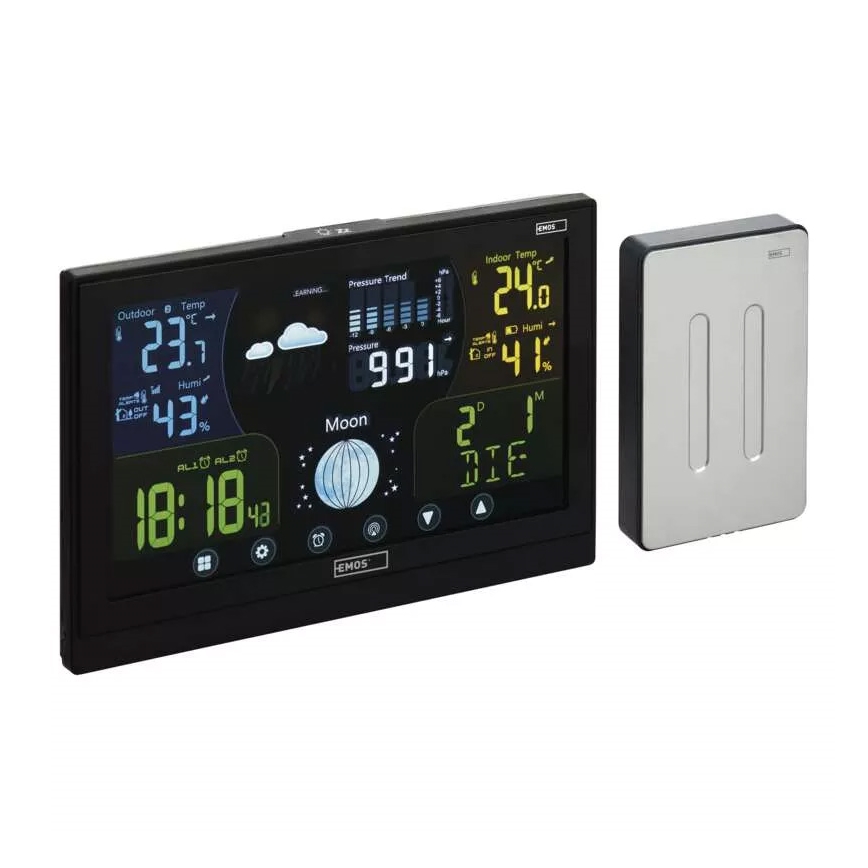 Bežična meteorološka stanica sa budilnikom 3xAAA/5V + 2xAAA crna