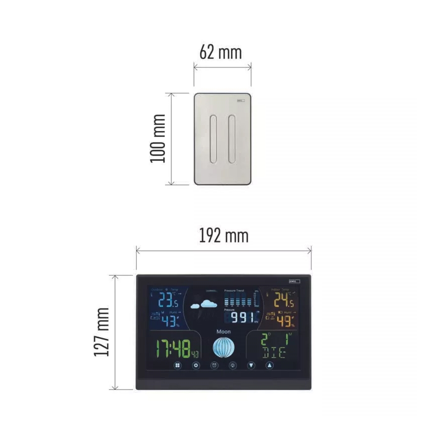Bežična meteorološka stanica sa budilnikom 3xAAA/5V + 2xAAA crna