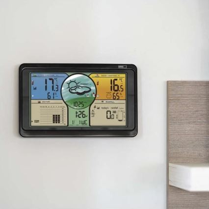 Bežična meteorološka stanica sa LCD ekranom u boji i kišomerom 3xAAA crno