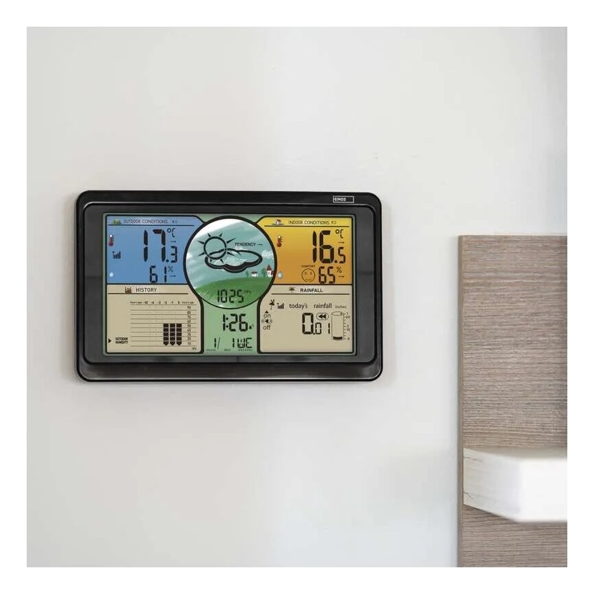 Bežična meteorološka stanica sa LCD ekranom u boji i kišomerom 3xAAA crno