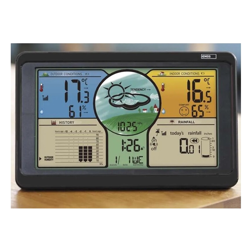 Bežična meteorološka stanica sa LCD ekranom u boji i kišomerom 3xAAA crno
