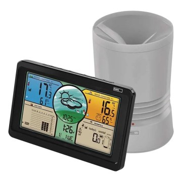 Bežična meteorološka stanica sa višebojnim LCD displejom i meračem padavina, napajanje 3xAAA, crna