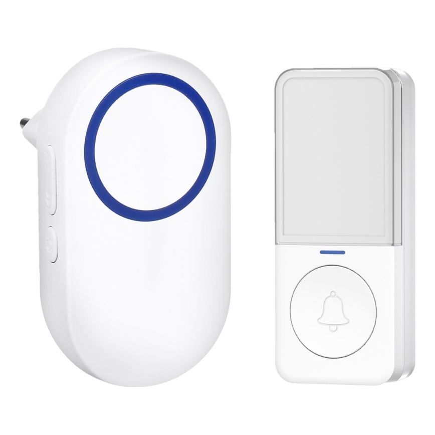 Bežični zvonac za utičnicu 230 V / 1×CR2032 IP56, beo