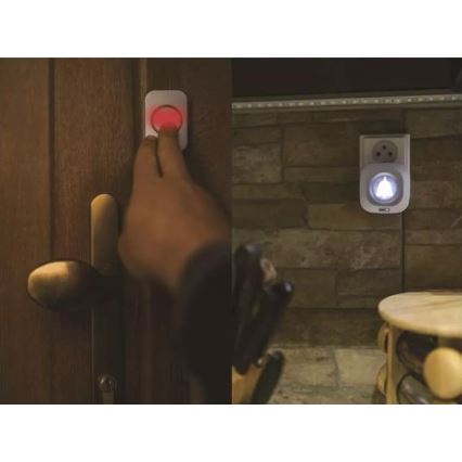 Bežični zvono za utičnicu 230V + 1xCR2032 IP44 belo