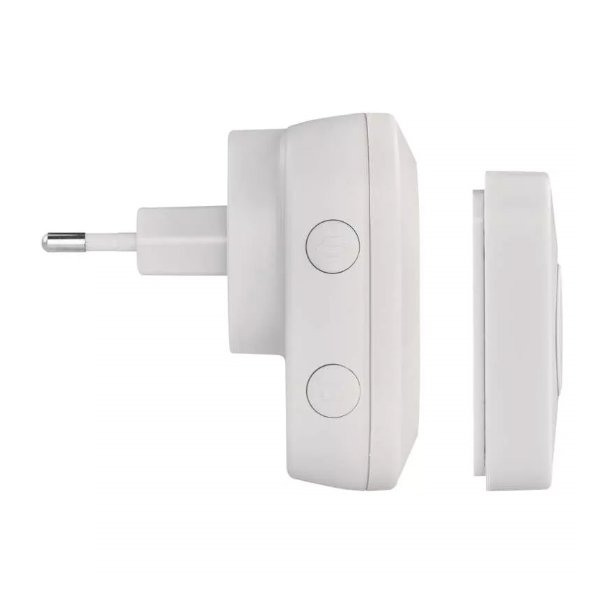 Bežični zvono za utičnicu 230V + 1xCR2032 IP44 belo