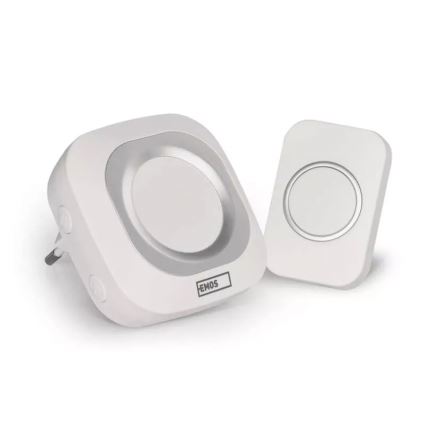 Bežični zvono za utičnicu 230V + 1xCR2032 IP44 belo