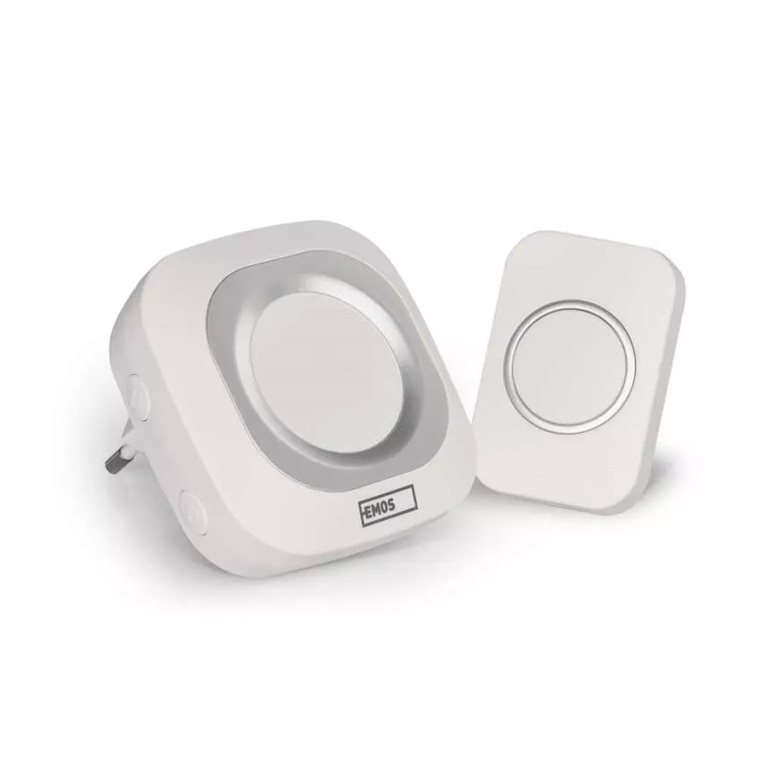 Bežični zvono za utičnicu 230V + 1xCR2032 IP44 belo