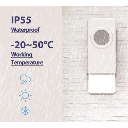 Bežično zvono 3xAAA IP55 bela