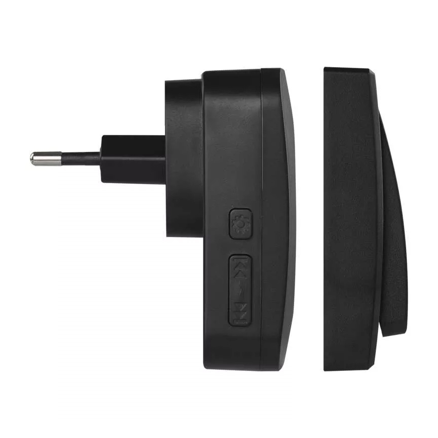 Bežično zvono za utičnicu 230 V, IP44, crne boje