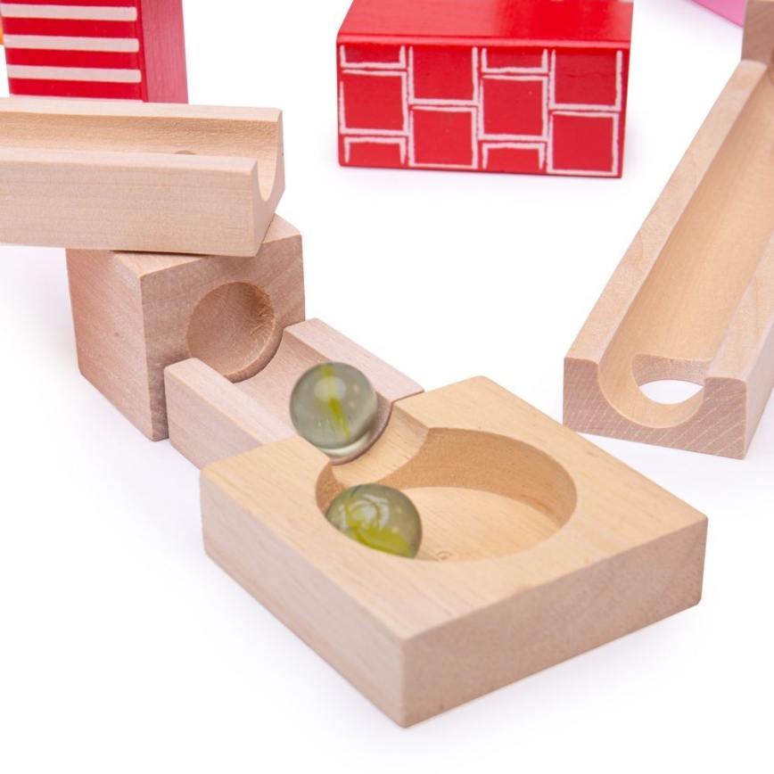 Bigjigs Toys - Drvena staza sa kuglicama šareno
