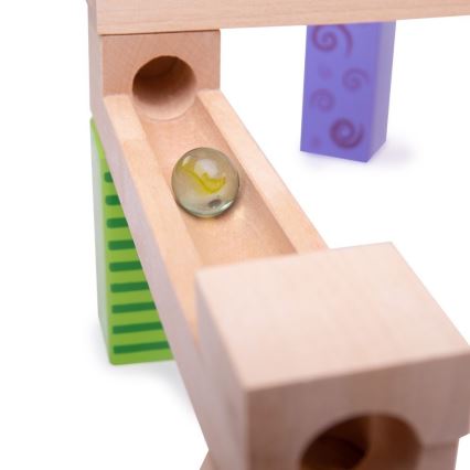 Bigjigs Toys - Drvena staza sa kuglicama šareno
