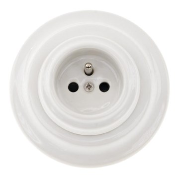 Bohemia-Design - Porcelanska retro kućna utičnica sa okvirom 250V/16A bela