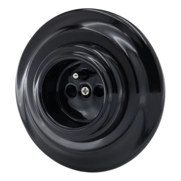 Bohemia-Design - Porcelanska retro kućna utičnica sa ramom 250V/16A crna