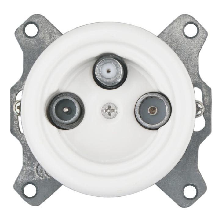 Bohemia-Design - Porcelanska retro TV/SAT-W utičnica bez okvira, bela