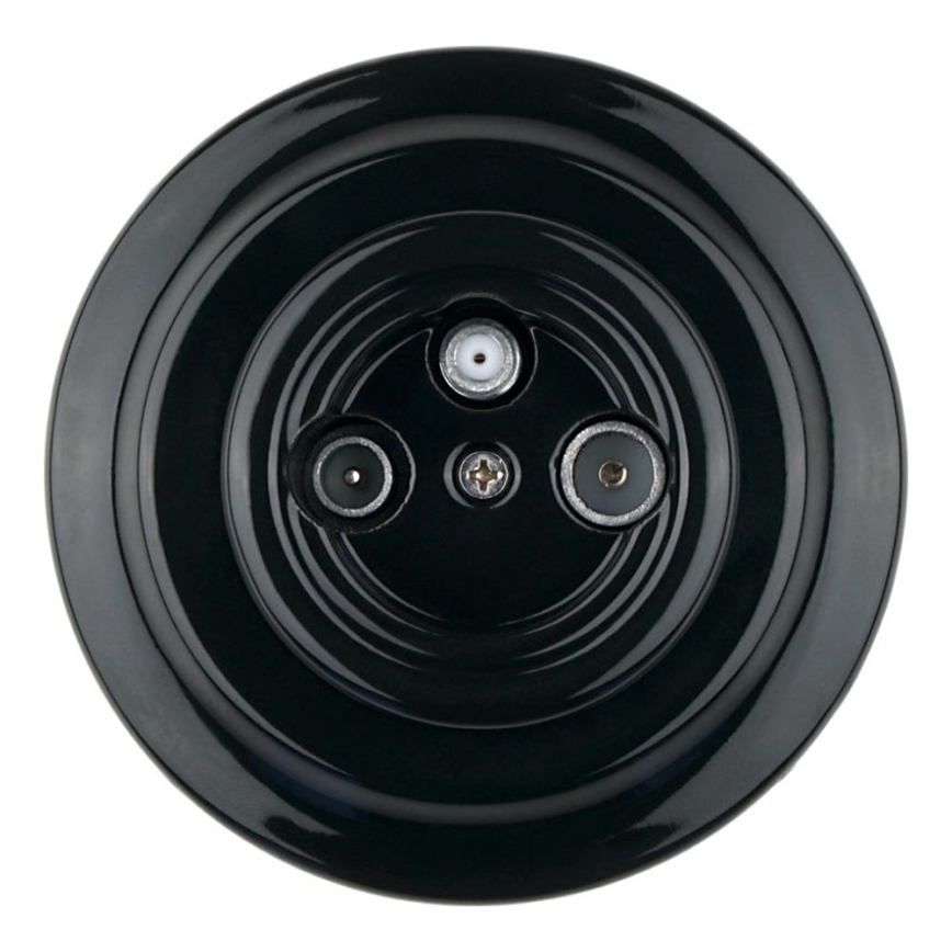 Bohemia-Design - Porcelanska retro TV/SAT-W utičnica sa okvirom crna