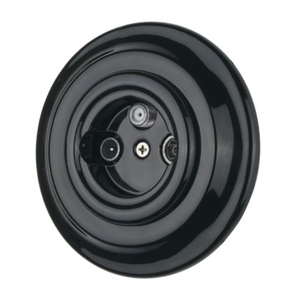 Bohemia-Design - Porcelanska retro TV/SAT-W utičnica sa okvirom crna