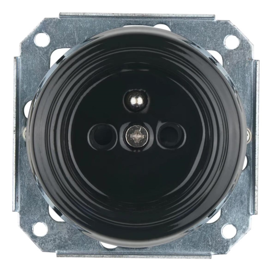 Bohemia-Design - Porcelanska retro utičnica za domaćinstvo bez okvira 250V/16A crna