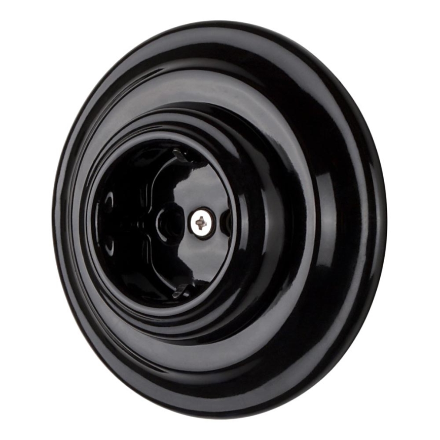 Bohemia-Design - Porcelanska retro zidna utičnica sa ramom SCHUKO 250V/16A crna