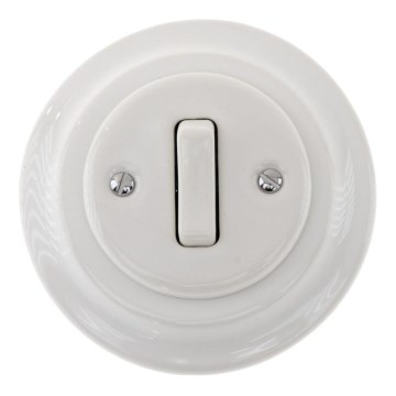 Bohemia-Design - Porcelanski retro jednostruki prekidač sa okvirom br. 1, beo