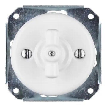 Bohemia-Design - Porcelanski retro rotacioni prekidač bez okvira br. 7, beli