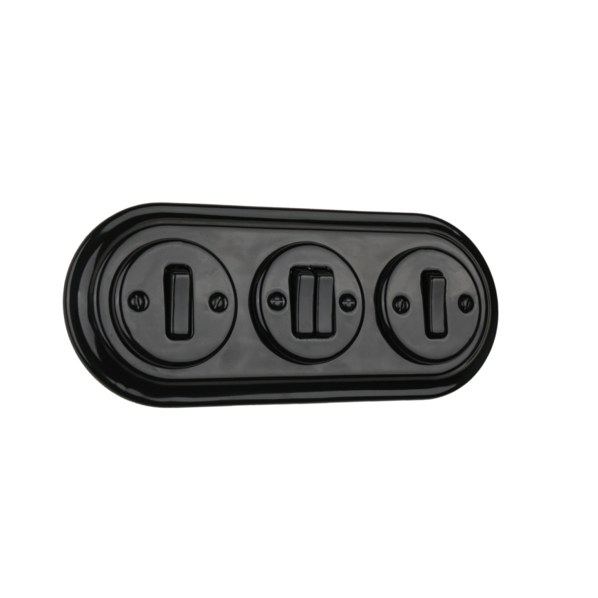 Bohemia-Design - Porcelanski retro trostruki okvir, crne boje