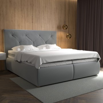 Boxspring krevet ELEN 160x200 cm sa dušekom i topperom, u sivoj boji