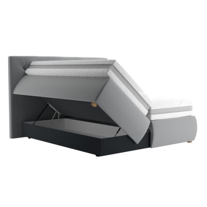 Boxspring krevet ELEN 160x200 cm sa dušekom i topperom, u sivoj boji