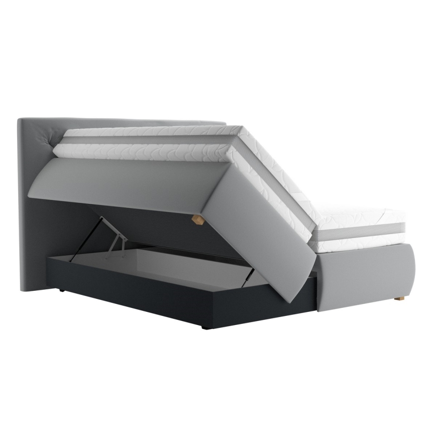 Boxspring krevet ELEN 160x200 cm sa dušekom i topperom, u sivoj boji