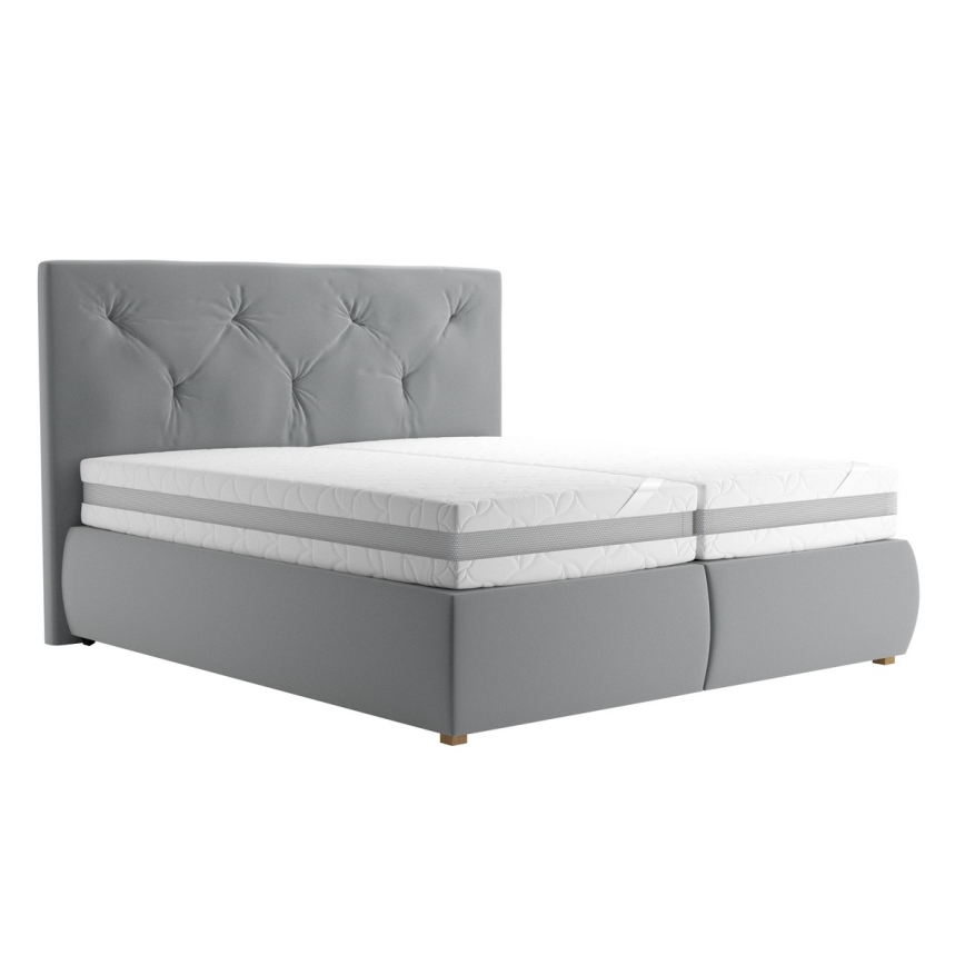Boxspring krevet ELEN 160x200 cm sa dušekom i topperom, u sivoj boji
