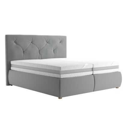 Boxspring krevet ELEN 180x200 cm sa dušekom i topperom, siva