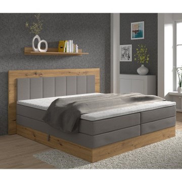 Boxspring krevet JASMINE 180x200 cm sa dušecima, naddušekom i prostorom za odlaganje, siva