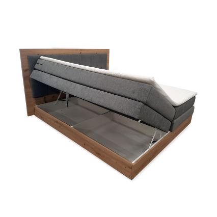 Boxspring krevet JASMINE 180x200 cm sa dušecima, naddušekom i prostorom za odlaganje, siva