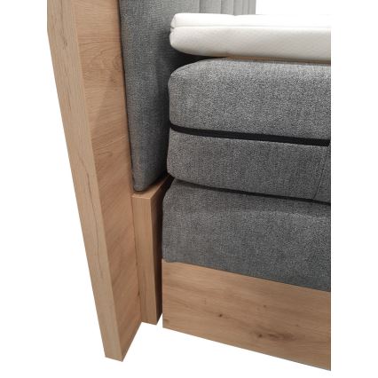 Boxspring krevet JASMINE 180x200 cm sa dušecima, naddušekom i prostorom za odlaganje, siva