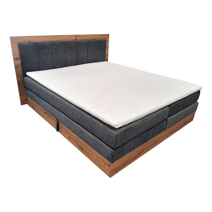 Boxspring krevet sa dušecima, naddušekom i mestom za ostavu JASMINE 180x200 cm siv