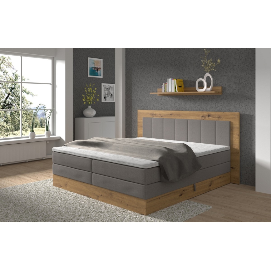 Boxspring krevet sa dušecima, naddušekom i mestom za ostavu JASMINE 180x200 cm siv