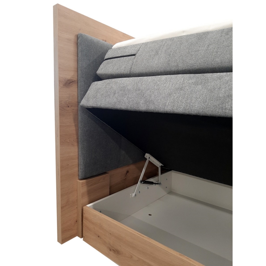 Boxspring krevet sa dušecima, naddušekom i mestom za ostavu JASMINE 180x200 cm siv