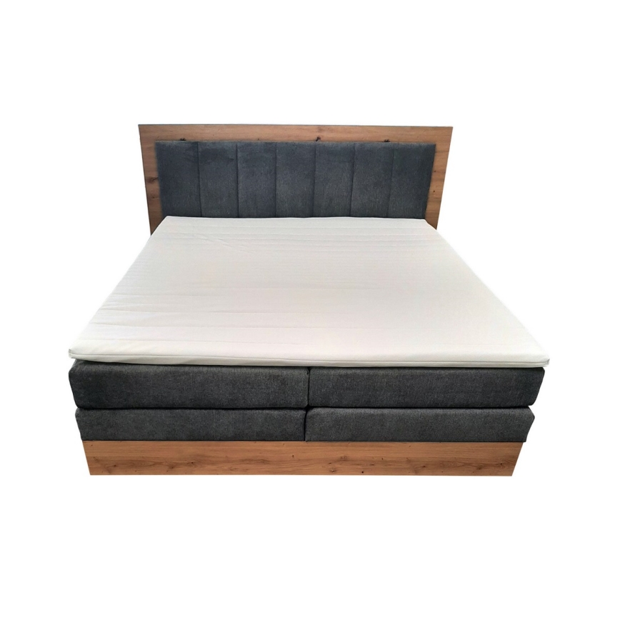 Boxspring krevet sa dušecima, naddušekom i mestom za ostavu JASMINE 180x200 cm siv