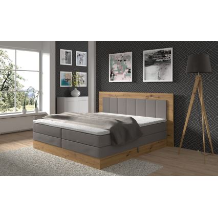 Boxspring krevet sa dušecima, naddušekom i mestom za ostavu JASMINE 180x200 cm siv