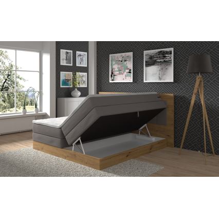 Boxspring krevet sa dušecima, naddušekom i mestom za ostavu JASMINE 180x200 cm siv