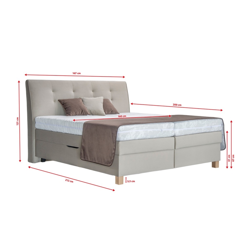 Boxspring krevet sa dušekom BEA 160x200 cm bež